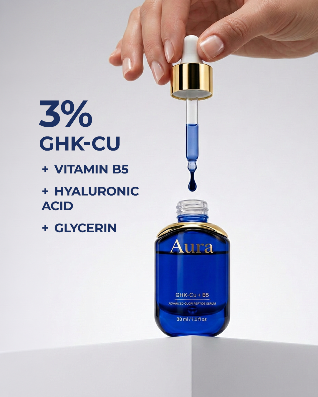 serum aura gen australia skin cosmetic anti-aging GHK-cu Vitamin b peptide glow